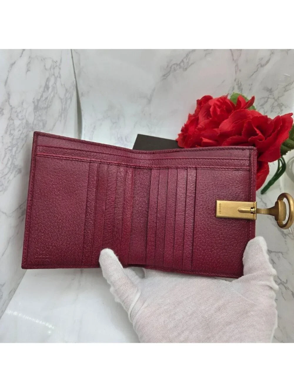 Gucci Fold Wallet GG Canvas Pink